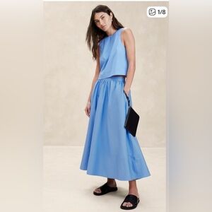Banana Republic Blue Poplin Arielle Skirt Set - S Top, 4P Skirt